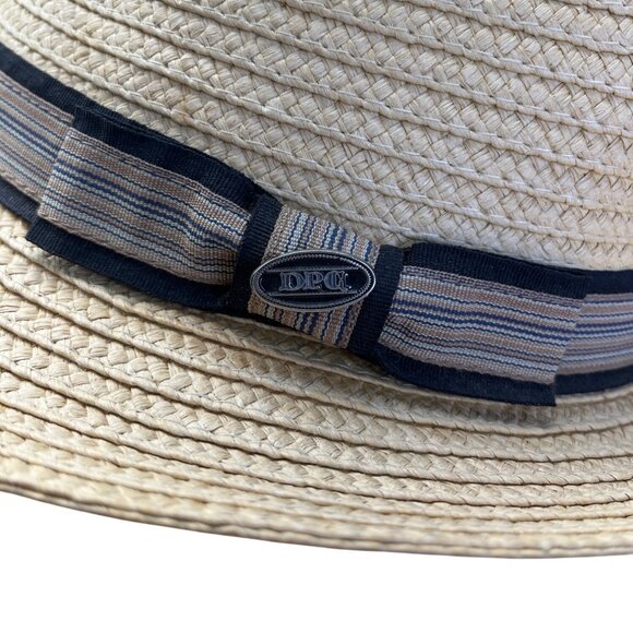 Mens Dorfman Pacific Co. Straw Fedora Hat With Black & Beige Striped Band - Picture 5 of 12